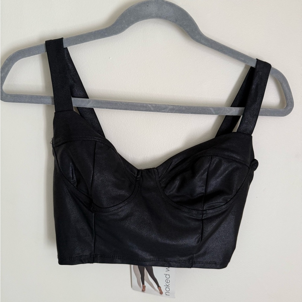 Nordstrom Black Faux Leather Top
